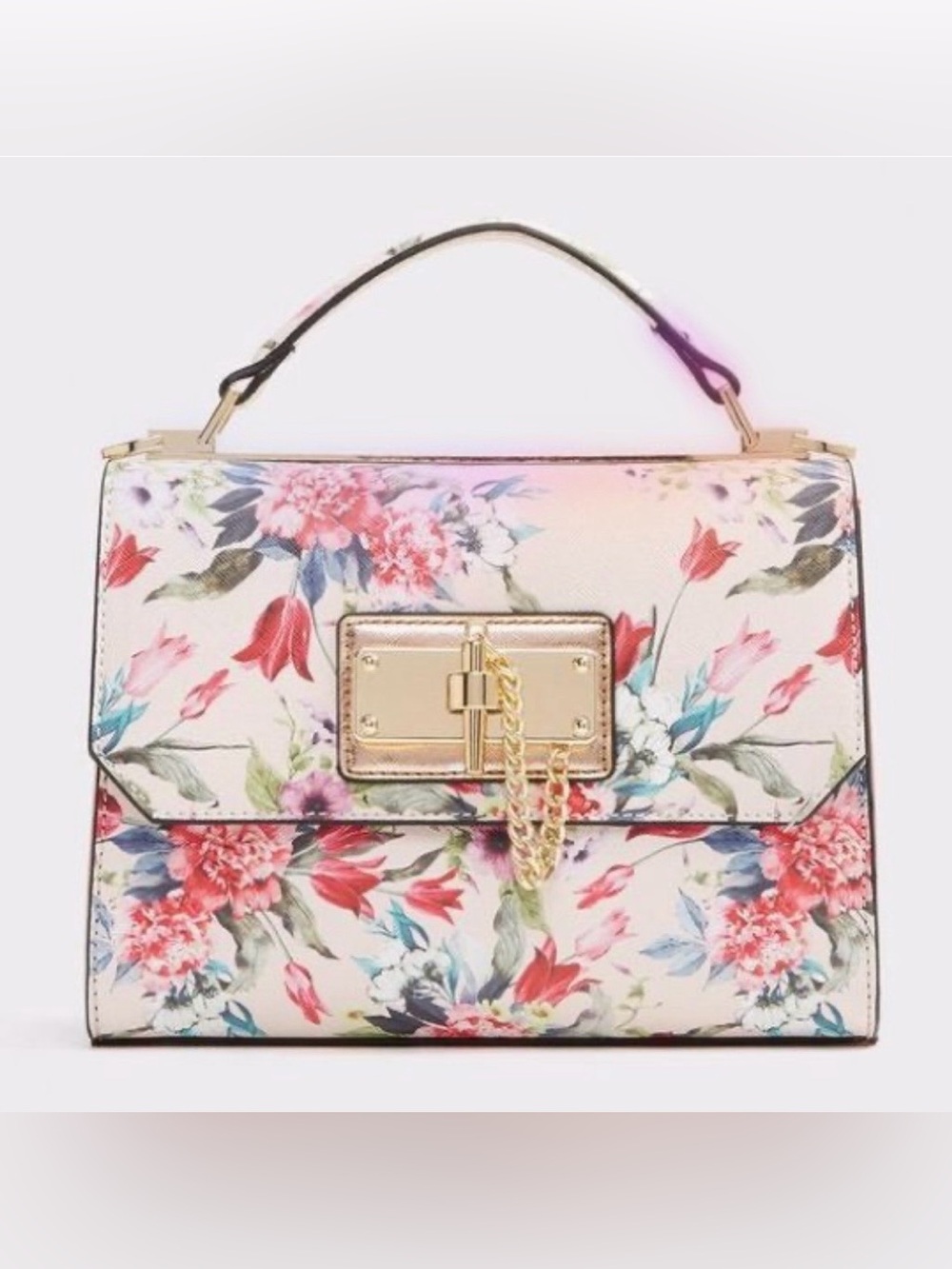 🌸 Floral ALDO Top-Handle Bag w Crossbody Strap Purse & Gold Hardware